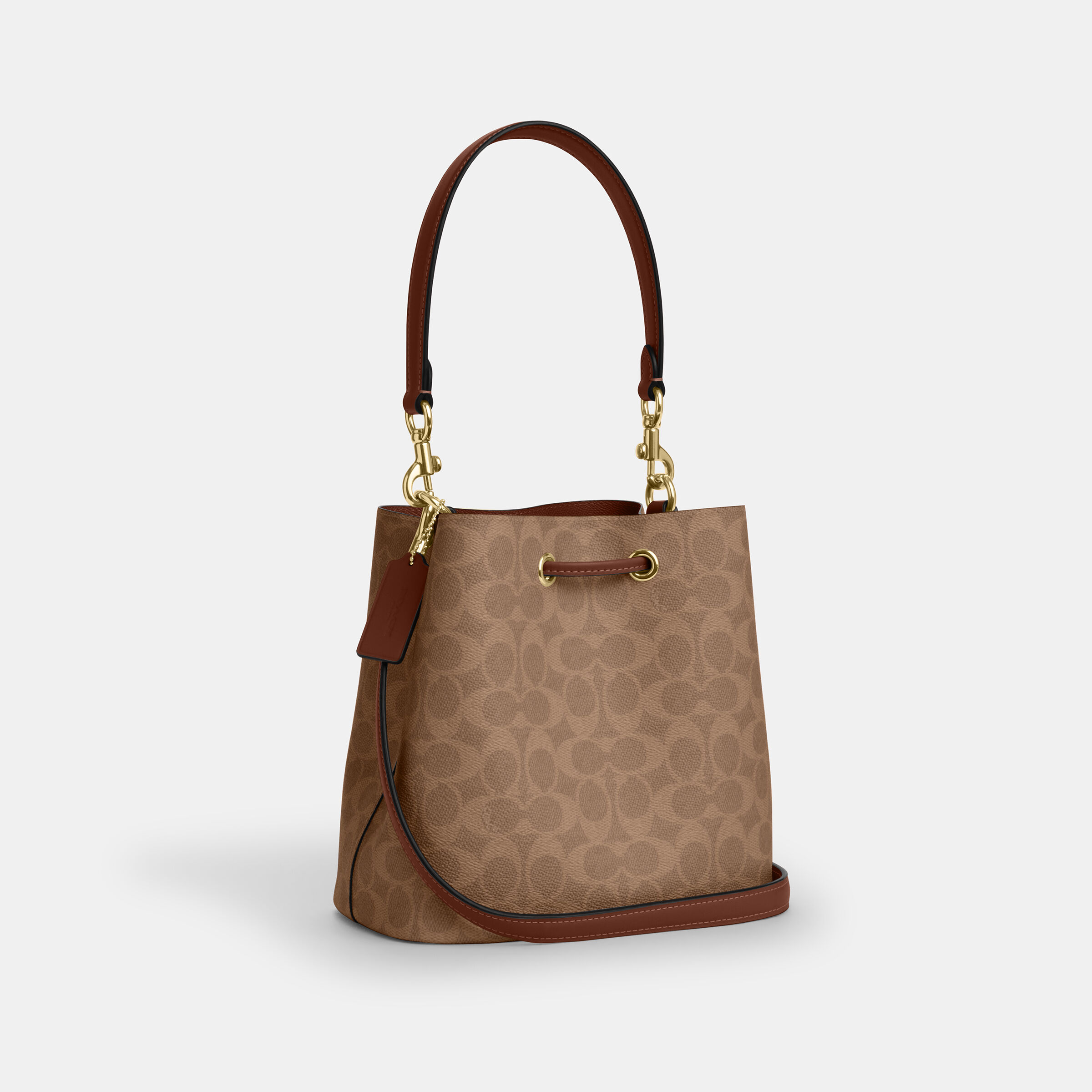 Buy COACH Rowan Bucket Bag In Signature Canvas Dark Beige Online