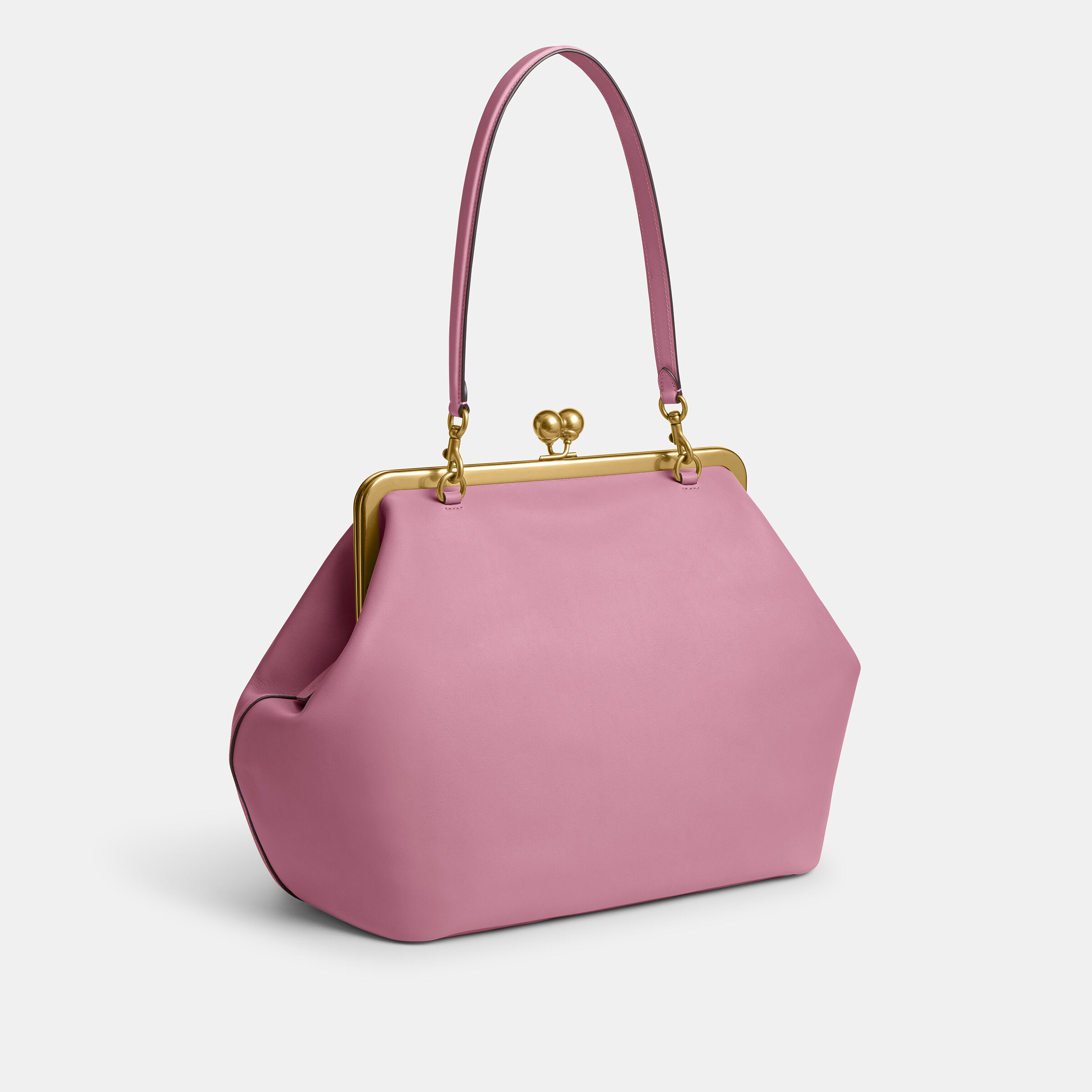 バッグ COACH Kiss Lock Handbag Pink Leather Buy COACH Large Kisslock Frame Bag Dark Pink Online in UAE