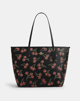 City Tote Bag With Cherry Print