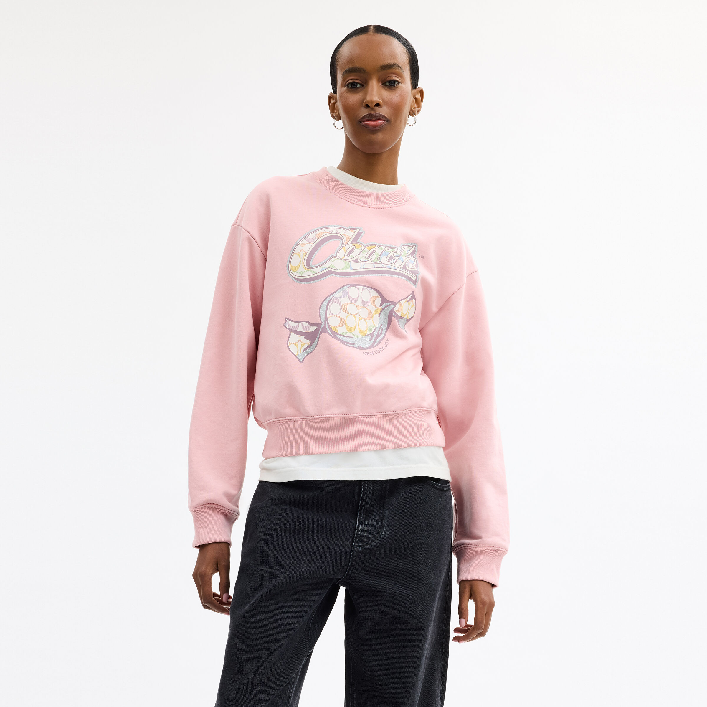 Buy COACH Coach Candy Crewneck Sweatshirt Pink Online in Kuwait
