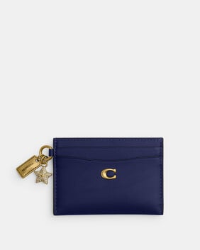 Refined Calf Leather Essential Card Case With Charm
