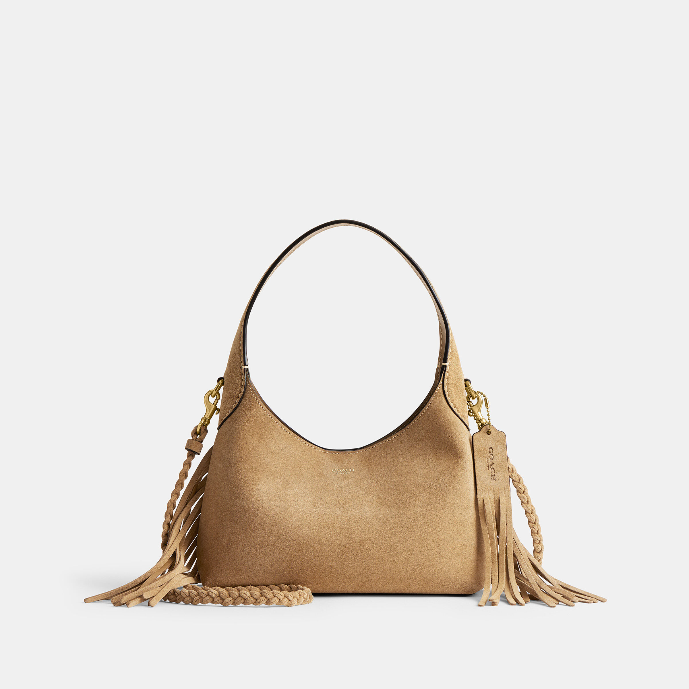 バッグ COACH shoulder bag tassel Signature Buy COACH Brooklyn Shoulder Bag 23 With Fringe 23 BEIGE Online in UAE